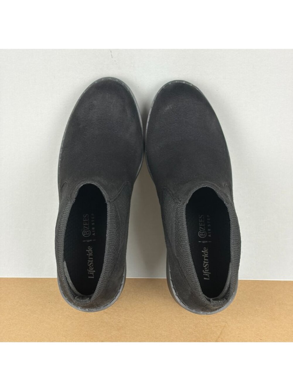 Lifestride Bzees Outlook Knit Ankle Boots Womens 6 Black Faux Suede Pull On - Picture 9 of 10